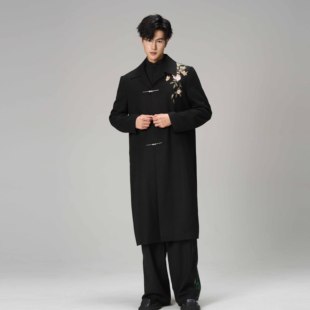风衣外套男女同款 CNEW楚念贰问24AW新中式 国风牡丹刺绣西装