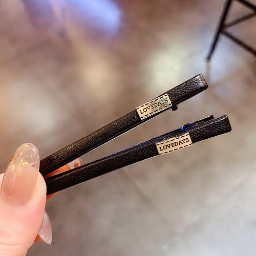 简约皮质一字夹鸭嘴夹百搭刘海夹