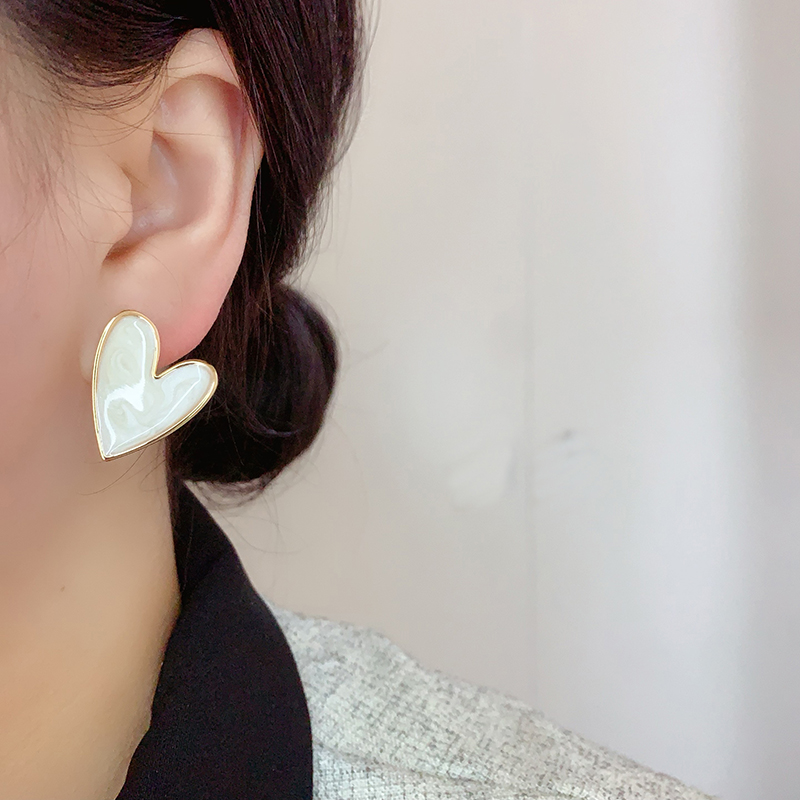 韩国简约个性心形耳钉银针耳环女