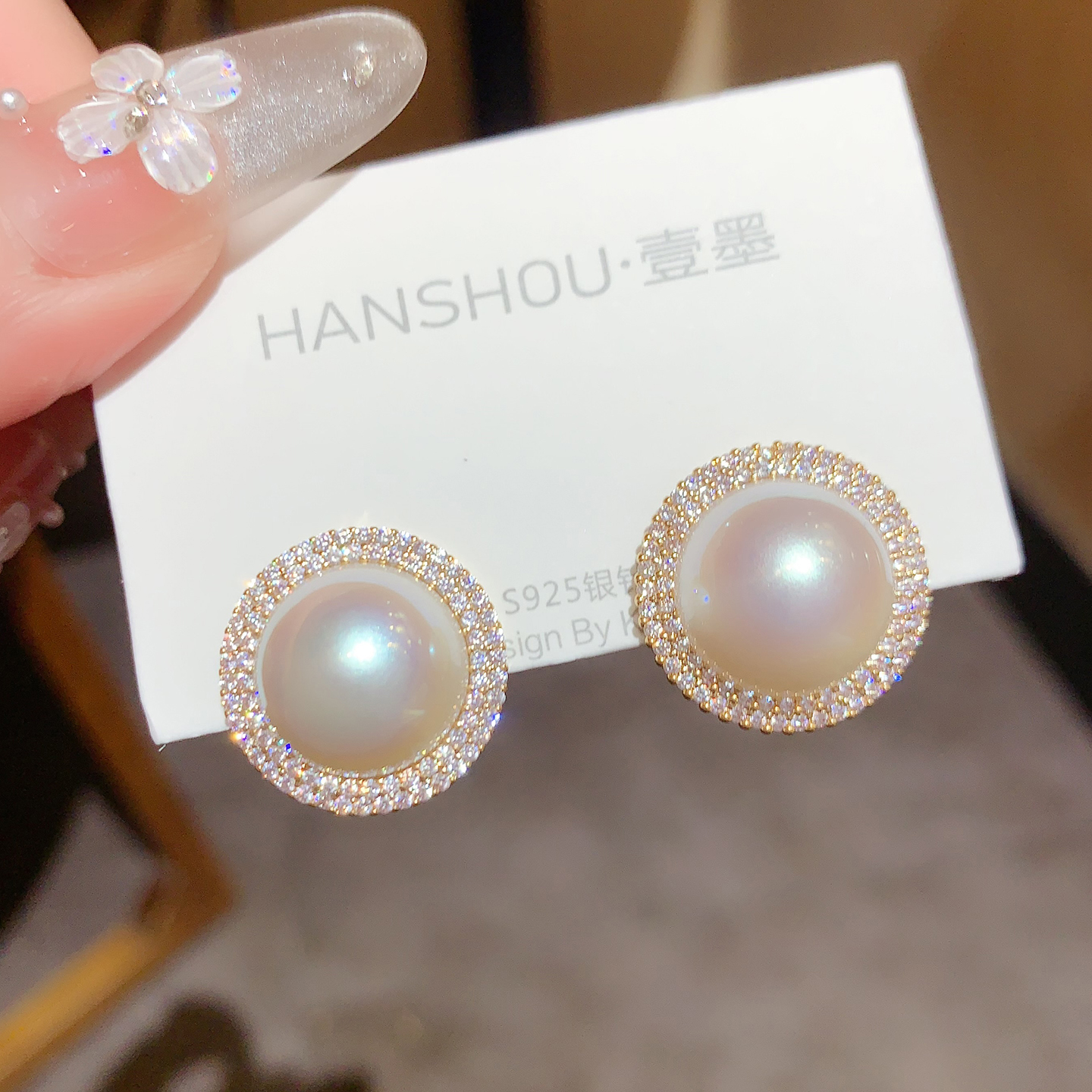 银针珍珠耳钉女2025新款气质高级
