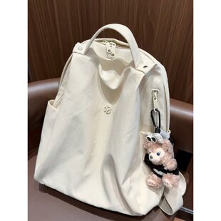 超火牛津布防水白色双肩包包女款2026新款背包大容量休闲帆布书包