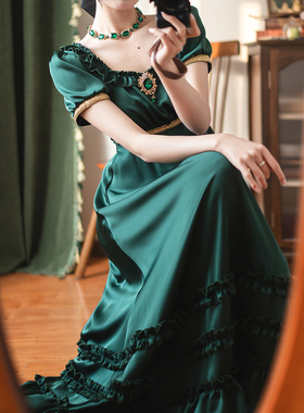 【定金】流光宝石 原创帝政lolita连衣裙复古优雅vintage大码方领