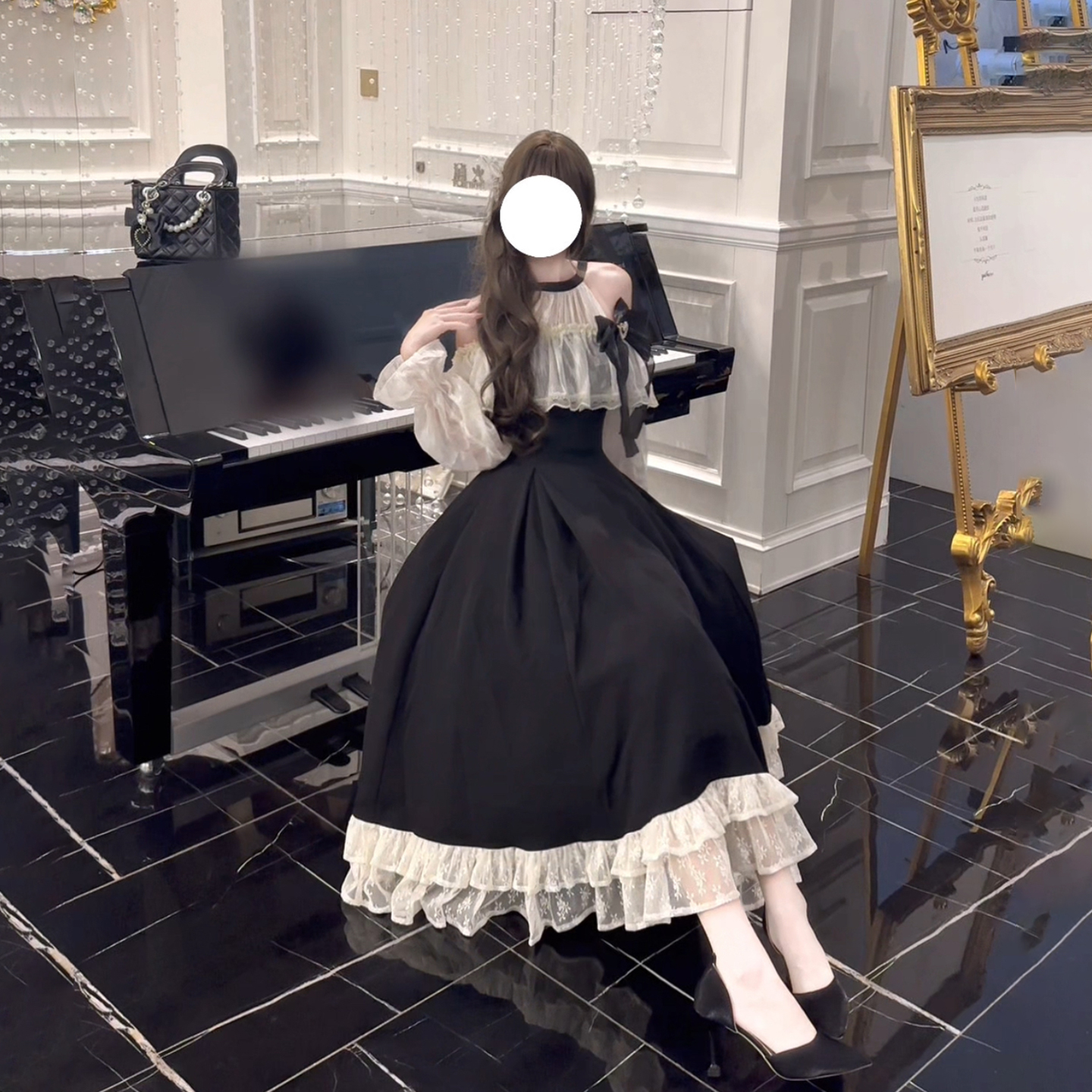 半夏恋曲挂脖片裁显瘦优雅lolita
