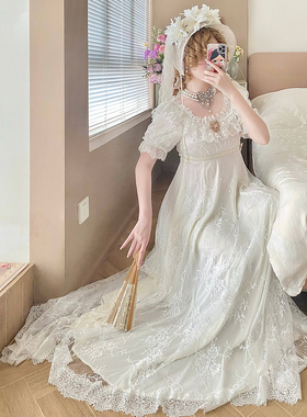 【定金】圣心百合 原创蕾丝拖尾帝政婚纱lolita复古优雅连衣裙