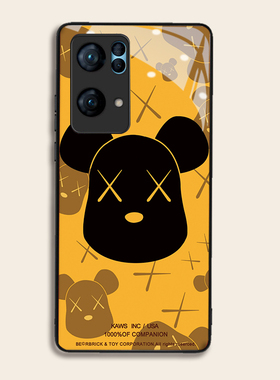 老花暴力熊适用OPPOreno7pro+手机壳6/5硅胶96findR17钢化玻璃a72