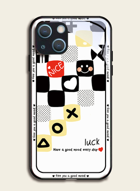 爱心棋盘格适用苹果13pro手机壳12max11钢化玻璃iphone硅胶xr7sx8