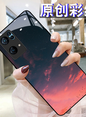 梦幻云朵适用OPPOreno7pro+手机壳6/5硅胶96findR17钢化玻璃a7293