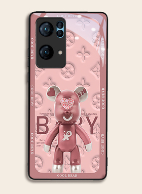 潮牌爱心熊适用OPPOreno7pro+手机壳6/5硅胶96findR17钢化玻璃a72