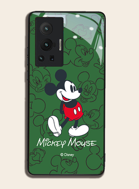 绿色米奇适用vivox70pro手机壳60+/50iQOO5液态x30钢化玻璃s12pro