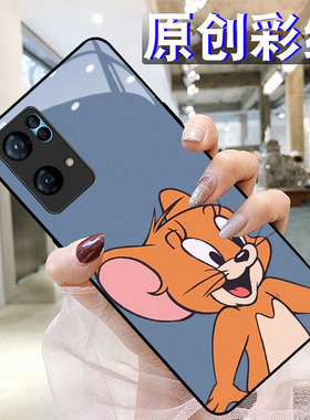 猫和老鼠适用OPPOreno7pro+手机壳6/5硅胶96findR17钢化玻璃a7293