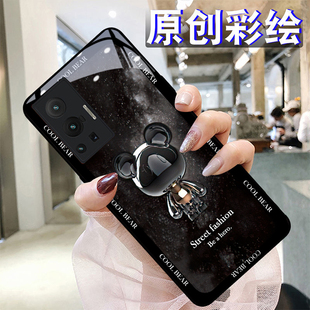 星空金属熊适用vivox80pro手机壳70+/60iQOO9/8/7钢化玻璃s15pro