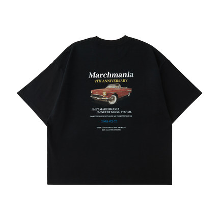 MARCHMANIA 26SS 夏季新品日常休闲宽松百搭复古汽车竹节棉短袖