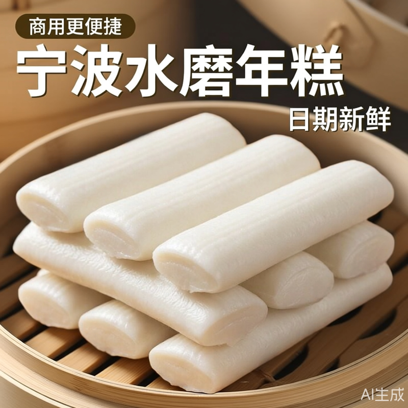 浙江特产宁波农家手工水磨年糕条片煮炒年糕商用家庭早餐真空包装