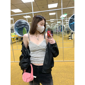 OHIOHI 木耳边蕾丝四色吊带背心女内搭打底