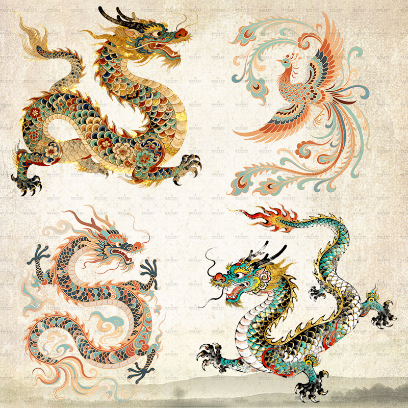 原创烫画印花国风中国龙防水卫衣衣服新款印花图案热转印白墨烫画