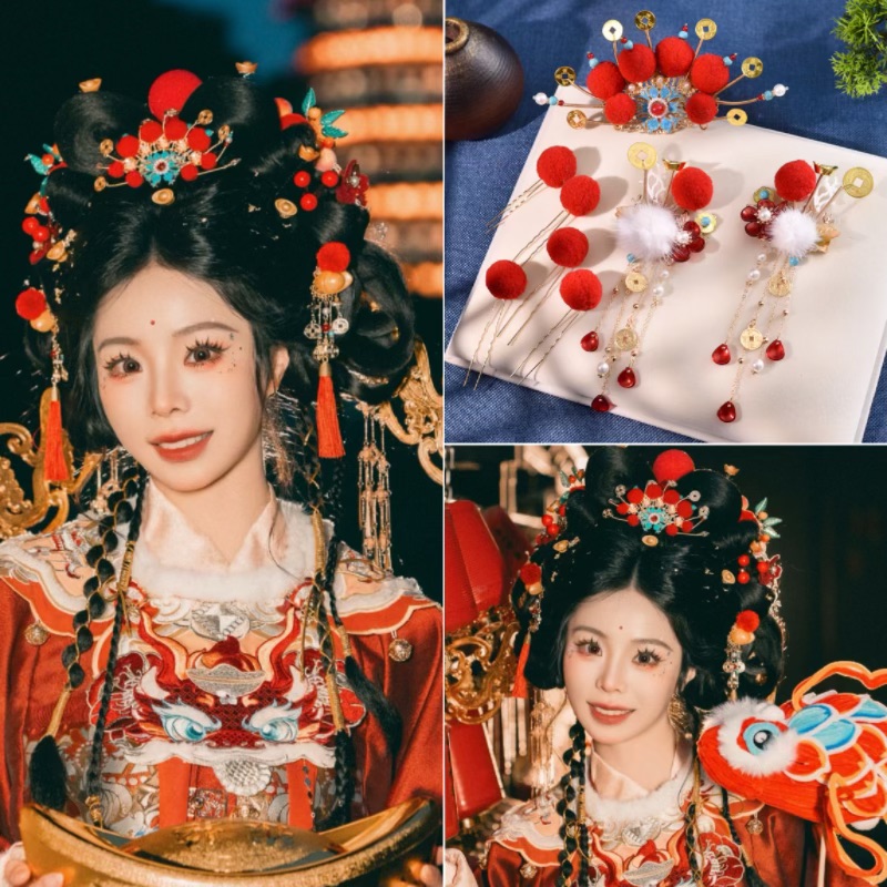 财神发饰古风新年头饰发冠宋明制