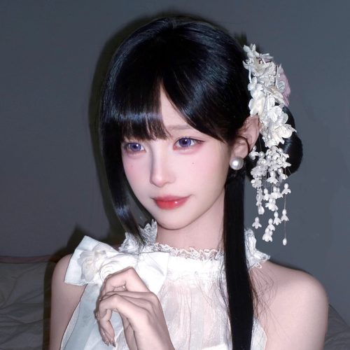 白色铃兰花朵流苏头花发饰女侧边