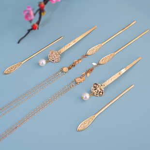 明制汉服配饰发冠发簪新中式女童发钗古风配饰马面裙头饰u型簪子