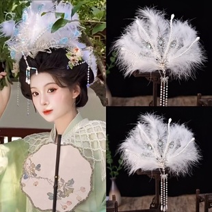 女儿国国王凤冠正凤嫦娥羽毛发饰古风仙气凤凰清冷感发冠仙气流苏