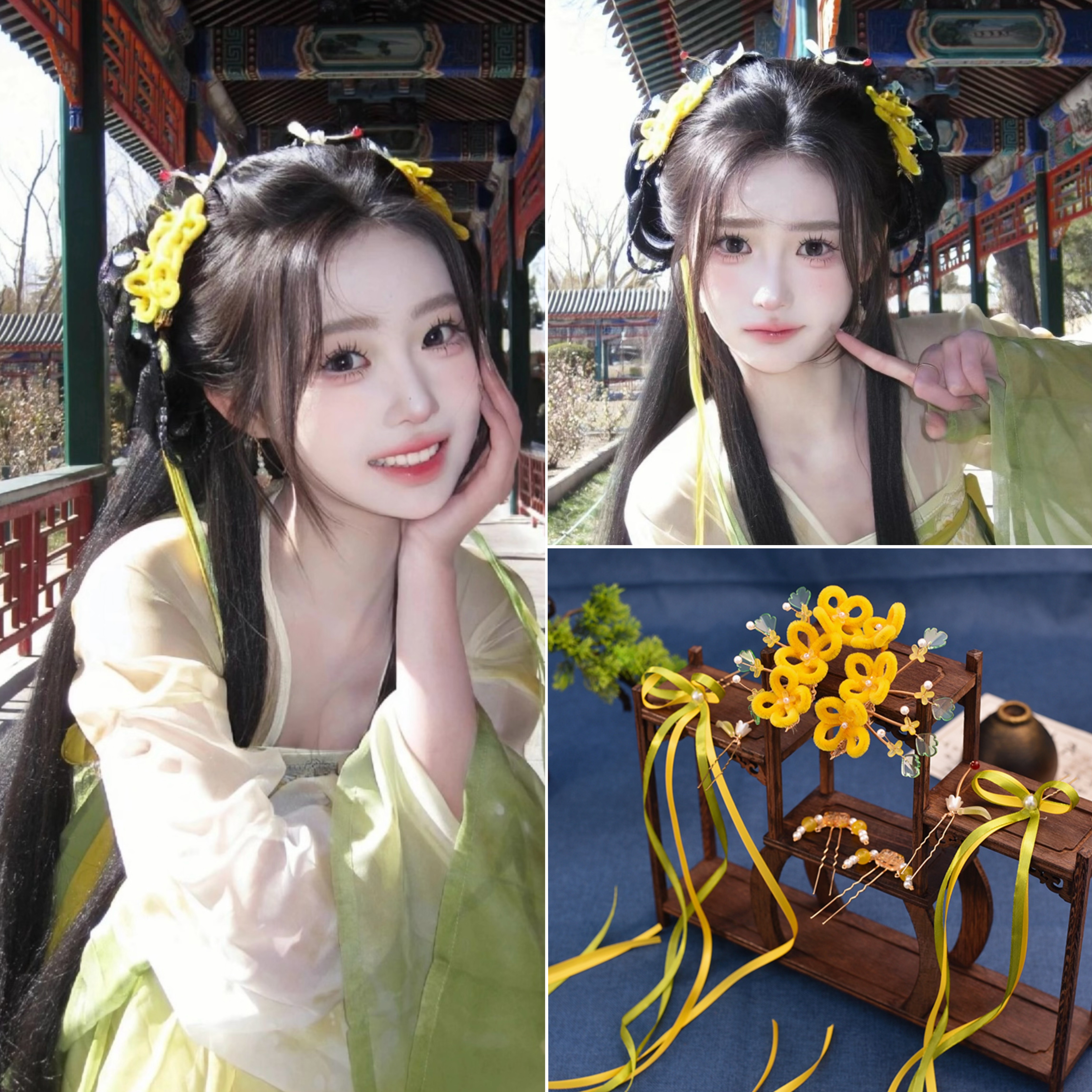 虞书欣林妙妙绒花丝带发夹黄发饰