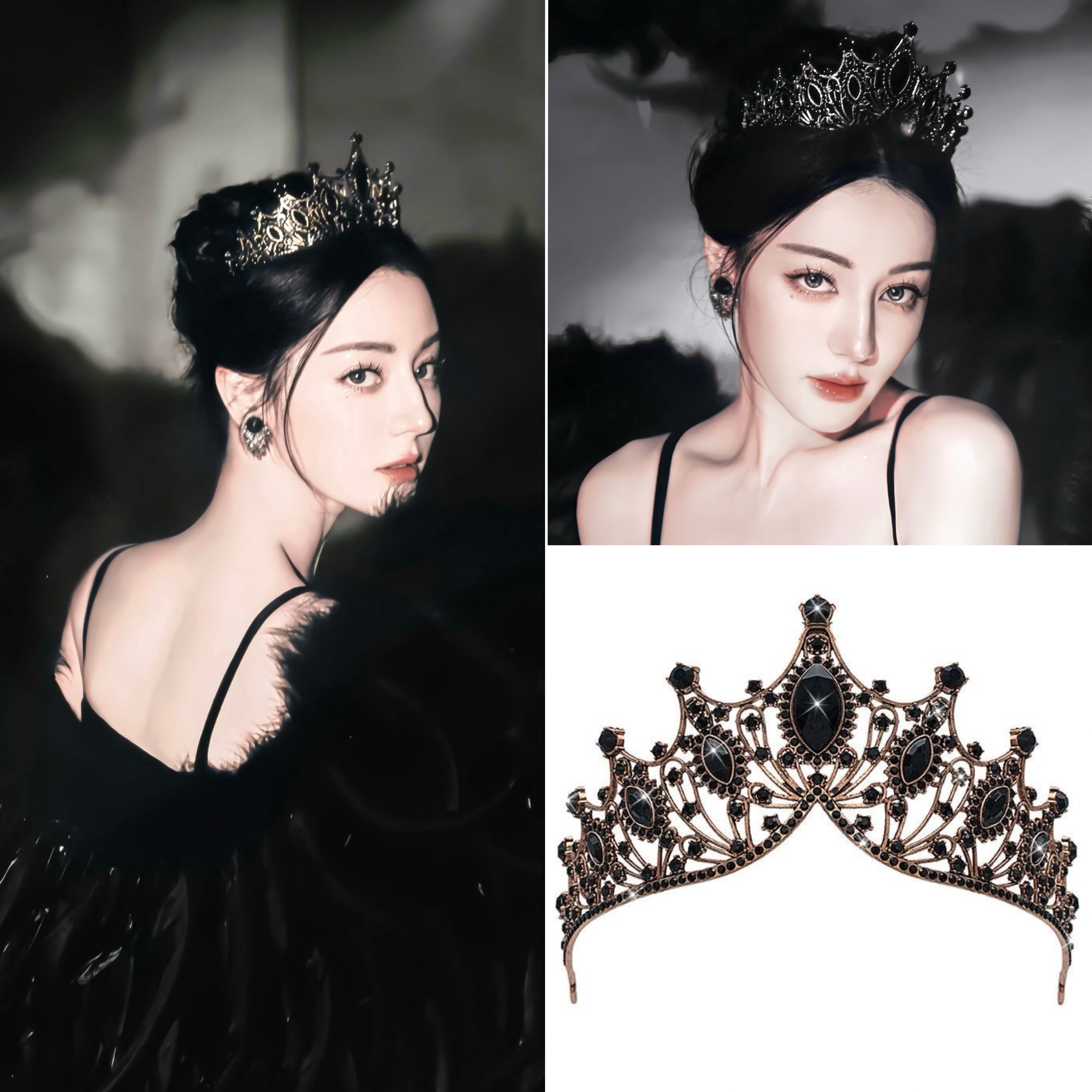 热巴同款黑天鹅皇冠生日派对王冠