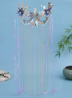 汉服面帘镀金古风金色面饰面具