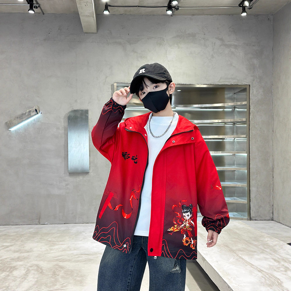 无注册商标哪吒印花儿童冲锋衣