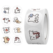 卡通小狗封口贴纸ins风手账可爱装 500贴 卷个性 饰可爱小狗卷卷贴