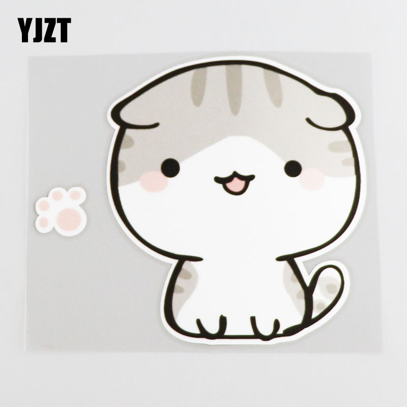 yjzt 可爱小花猫个性装饰车贴 遮挡划痕装饰车身汽车贴纸 cs70103
