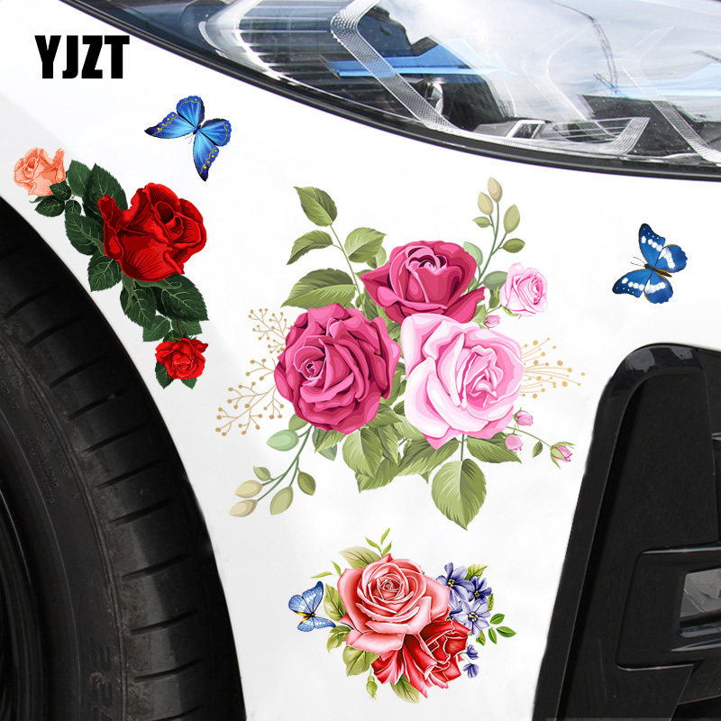 YJZTPVC软胶贴玫瑰花汽车贴纸