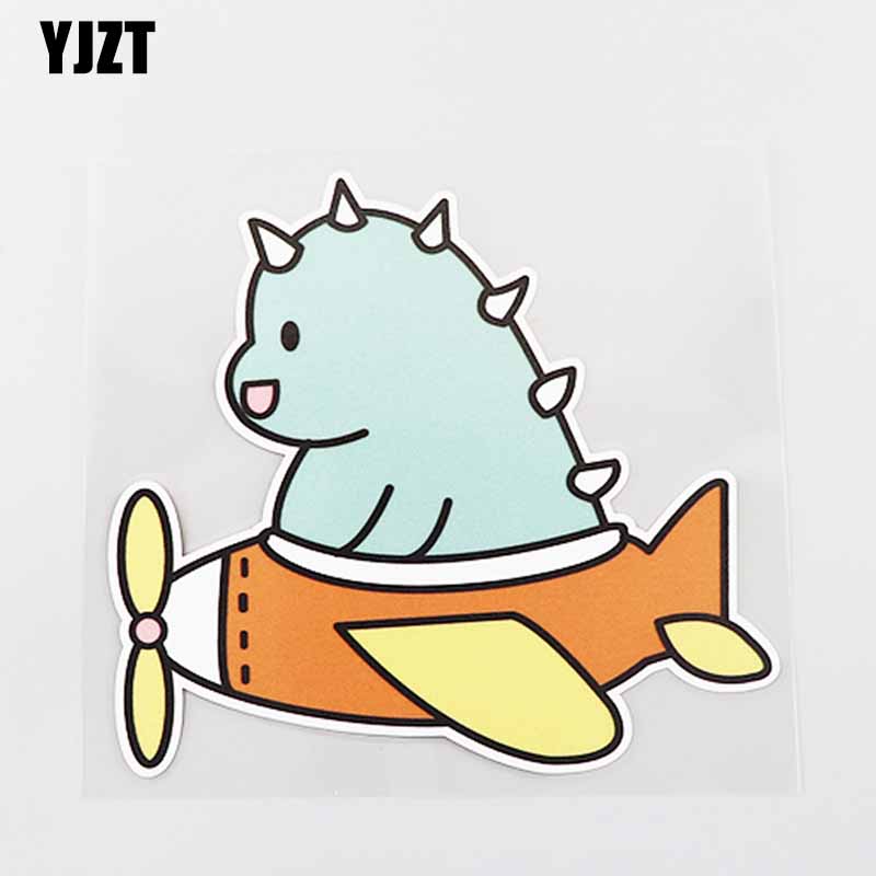 yjzt 个性创意汽车贴纸小恐龙坐飞机可爱卡通装饰贴防水cs1192