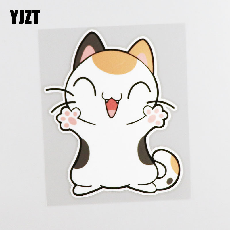 yjzt 小花猫招手创意可爱车贴 遮挡划痕装饰汽车贴纸 cs70100