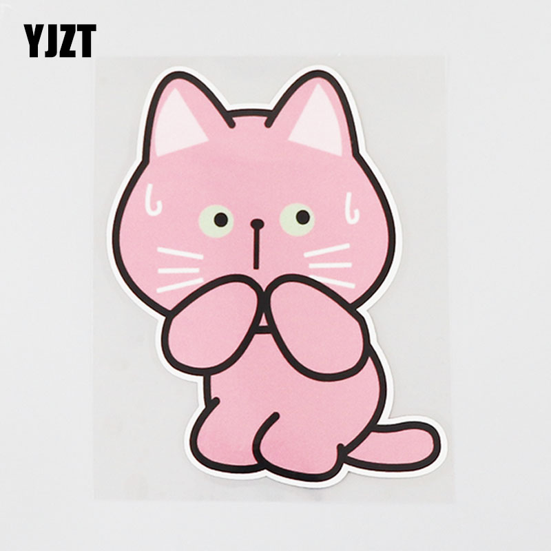 yjzt 创意害怕猫咪卡通汽车贴纸装饰改装防水保险杠车贴 cs0741