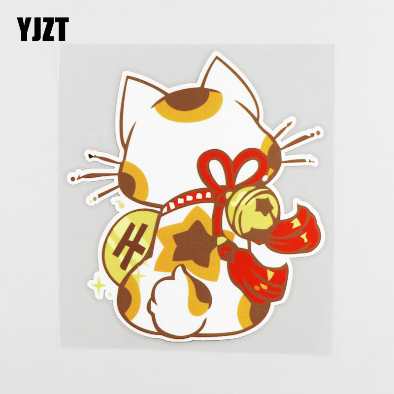 yjzt 挂着铃铛的猫咪背影个性车贴 遮挡划痕装饰汽车贴纸 cs70117