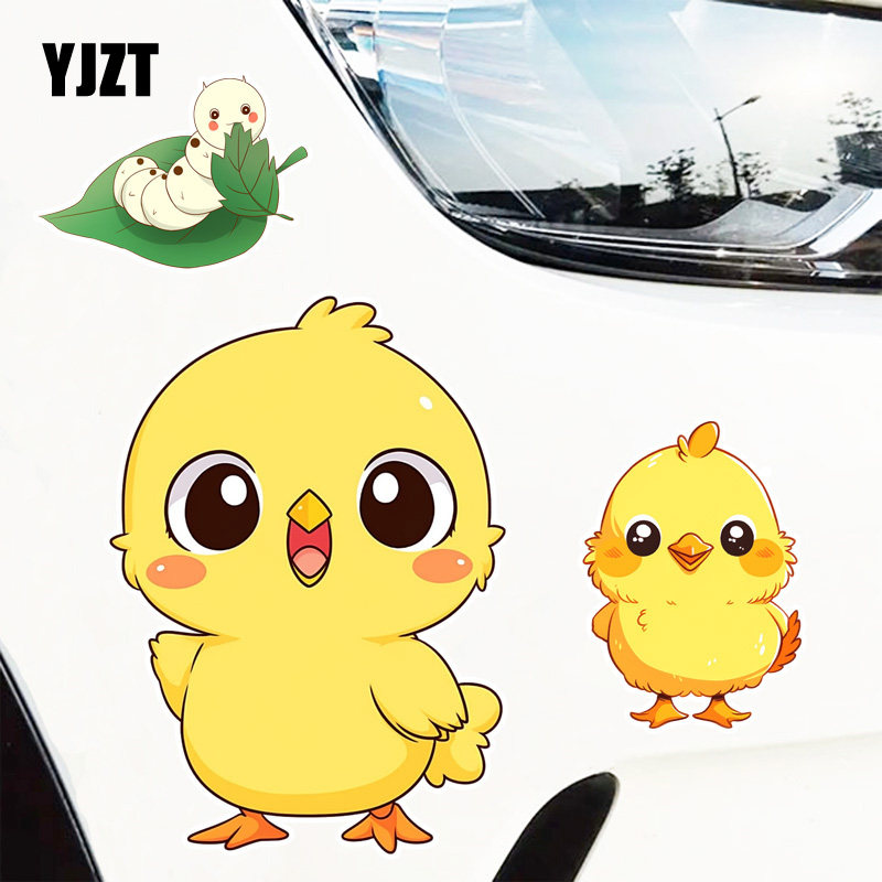 YJZT 呆萌小鸡创意个性车贴划痕遮挡卡通图案防水装饰电动车贴纸
