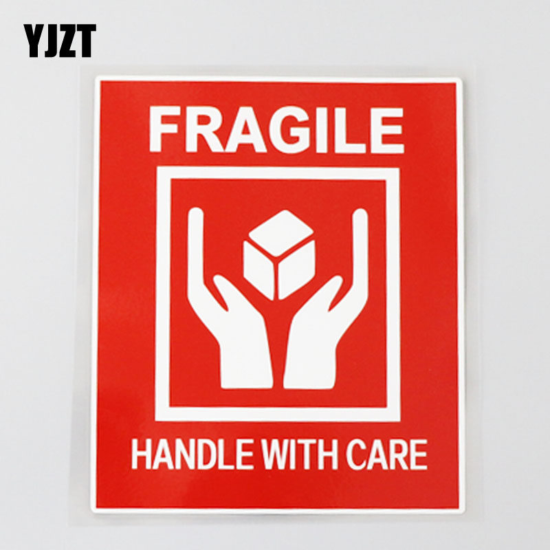 yjzt 易碎 小心轻放 警示标识贴纸 文字警告车贴 cs8434