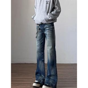 女夏季 宽松显瘦拖地长裤 新款 百搭喇叭裤 时尚 辣妹复古蓝微喇牛仔裤