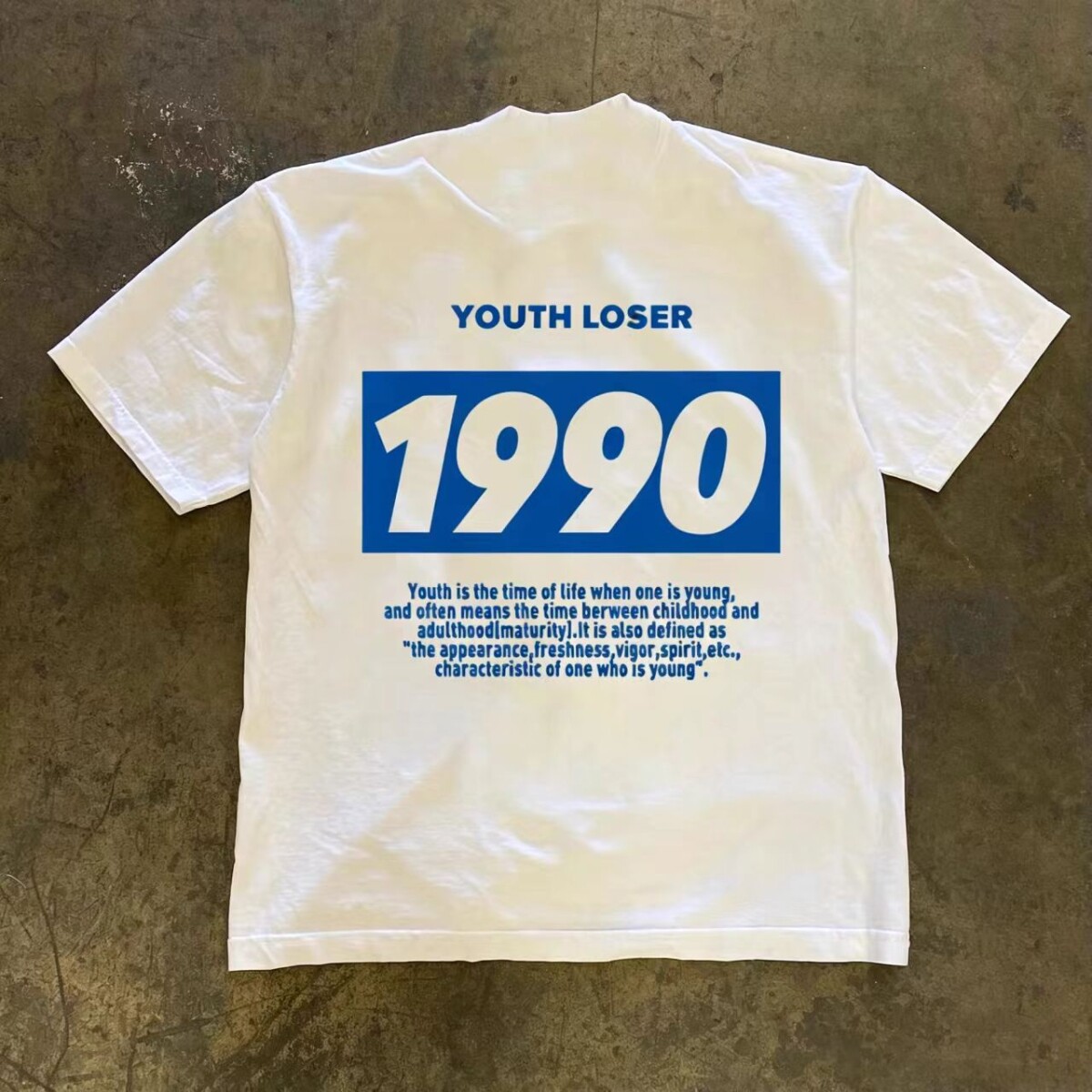 复古港风T恤新款夏短袖休闲1990印牌短袖情侣同款潮流设计感