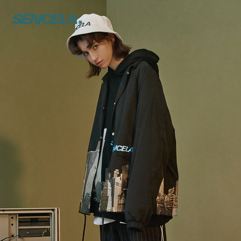 SENCE LA Modern urban printing solar system Retro men and women lovers Coach Jacket Windbreaker Easy coatin the Men's clothing, Jacket  category - from Buy2taobao.com to provide professional Taobao agent buy service