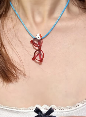 夏日限定HelloKitty眼镜项链女生气质配饰卡通可爱公主风百搭