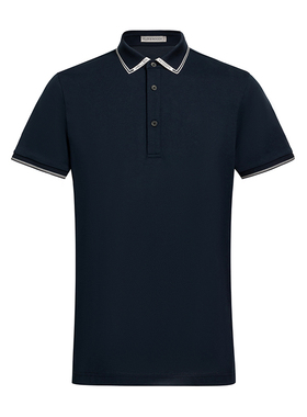 HELLEN&WOODY法国奢侈品装经典男提花翻领polo男士纯色短袖商务