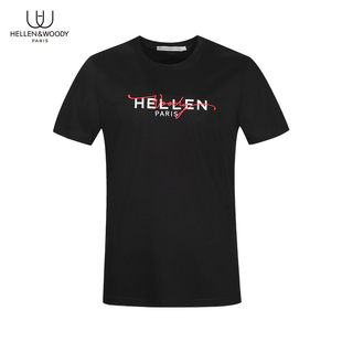 潮流圆领短袖 休闲字母印花刺绣纯棉修身 T恤男 奢侈品夏季 HW男装