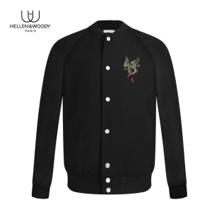 修身 奢侈品刺绣图案棒球服时尚 休闲夹克外套 秋冬新款 HW男装