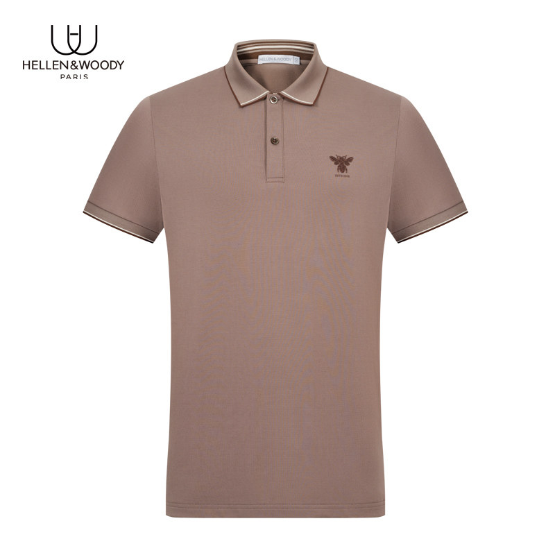HELLEN&WOODY法国Polo衫男2026夏季新款商务休闲刺绣短袖条纹翻领