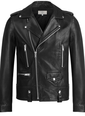 HELLEN&WOODY男装2025早春外套奢侈品山羊皮机车皮衣夹克巴黎同款