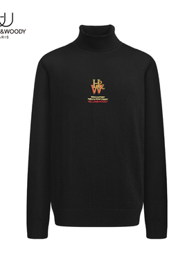 HELLEN&WOODY秋季新款美丽诺高领羊毛打底衫刺绣奢侈品毛衣针织衫