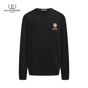 休闲刺绣毛衣圆领美丽诺羊毛针织衫 时尚 秋冬新款 HELLEN&WOODY男装