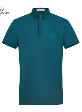 HELLEN&WOODY男装夏季新款休闲轻商务POLO衫纯色刺绣修身翻领短袖
