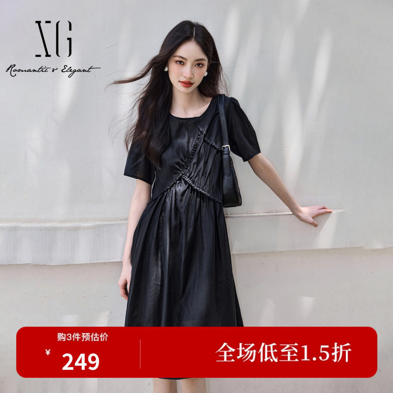 XG/雪歌XK204815A890两件套连衣裙时尚夏季新款网纱短袖A字裙女装