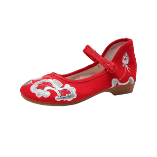 老北京布鞋女民族风绣花鞋女古风鞋软底浅口厚底休闲绣花妈妈布鞋